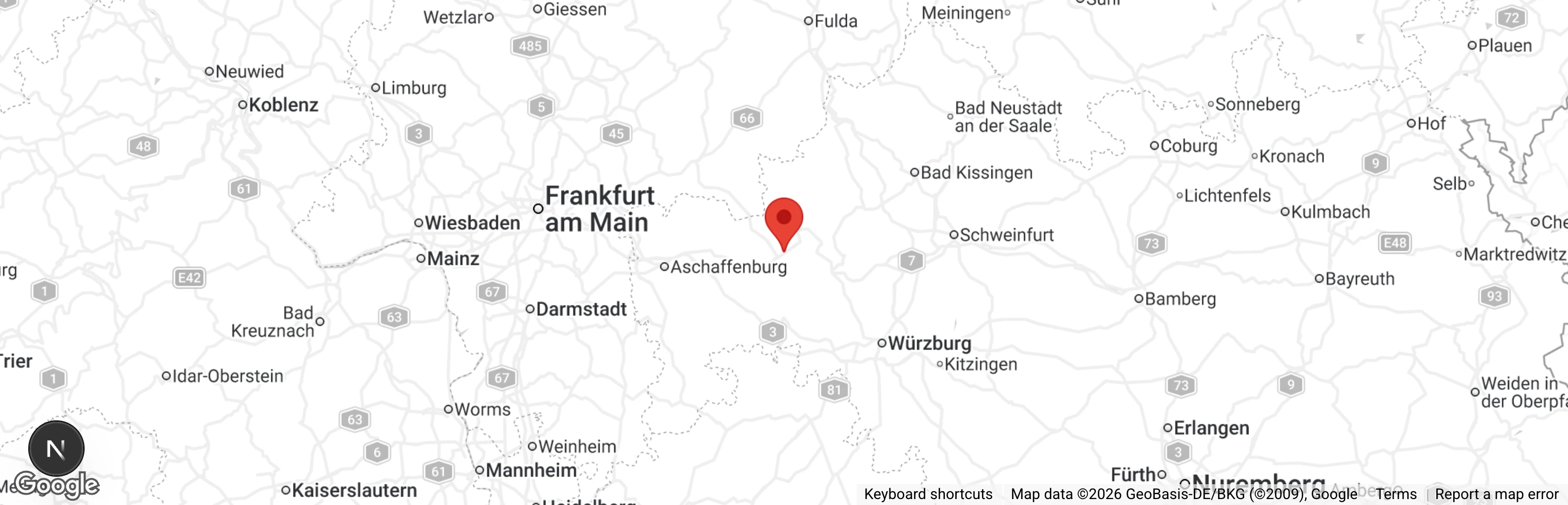 Map showing location of Tierschutzverein Main-Spessart e.V.