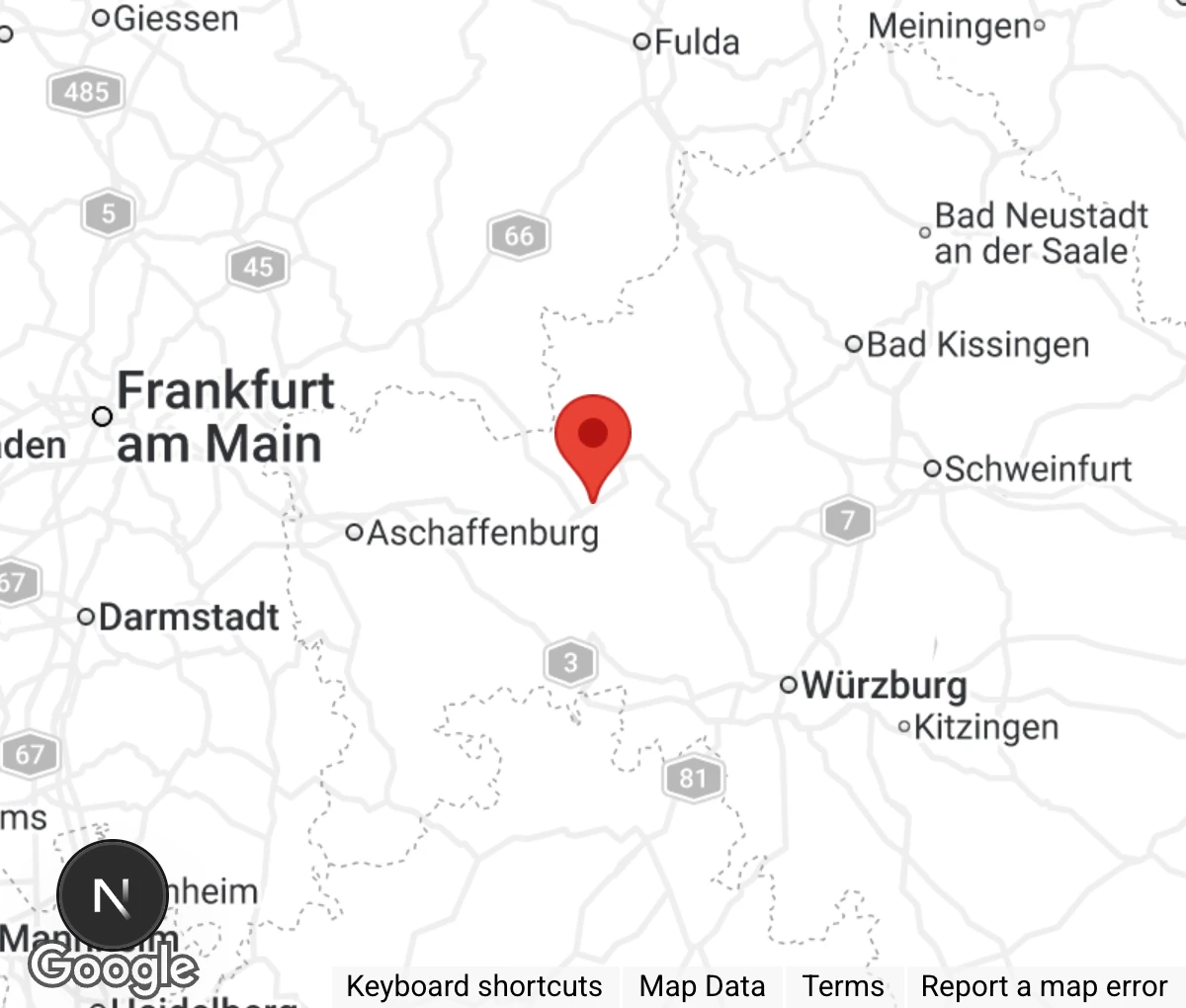 Map showing location of Tierschutzverein Main-Spessart e.V.