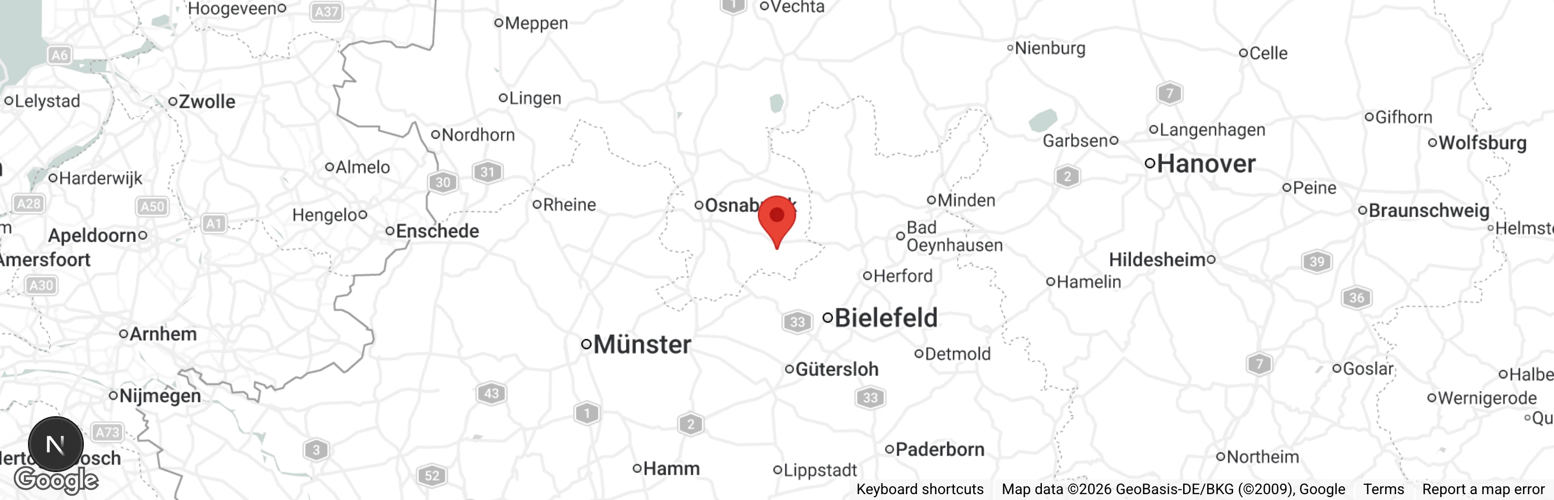 Map showing location of Tierheim Melle