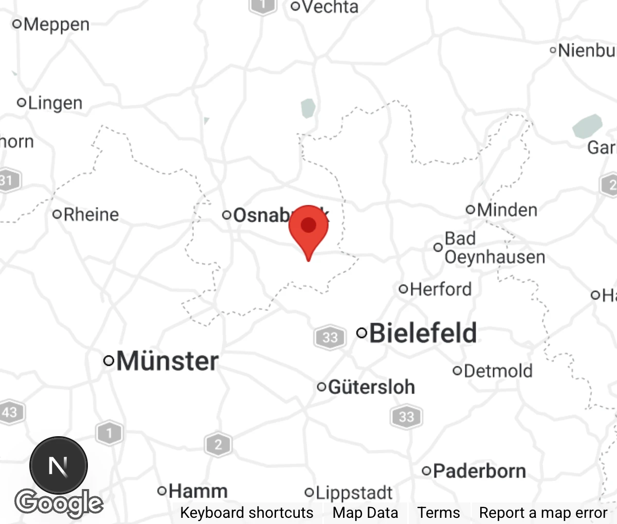 Map showing location of Tierheim Melle