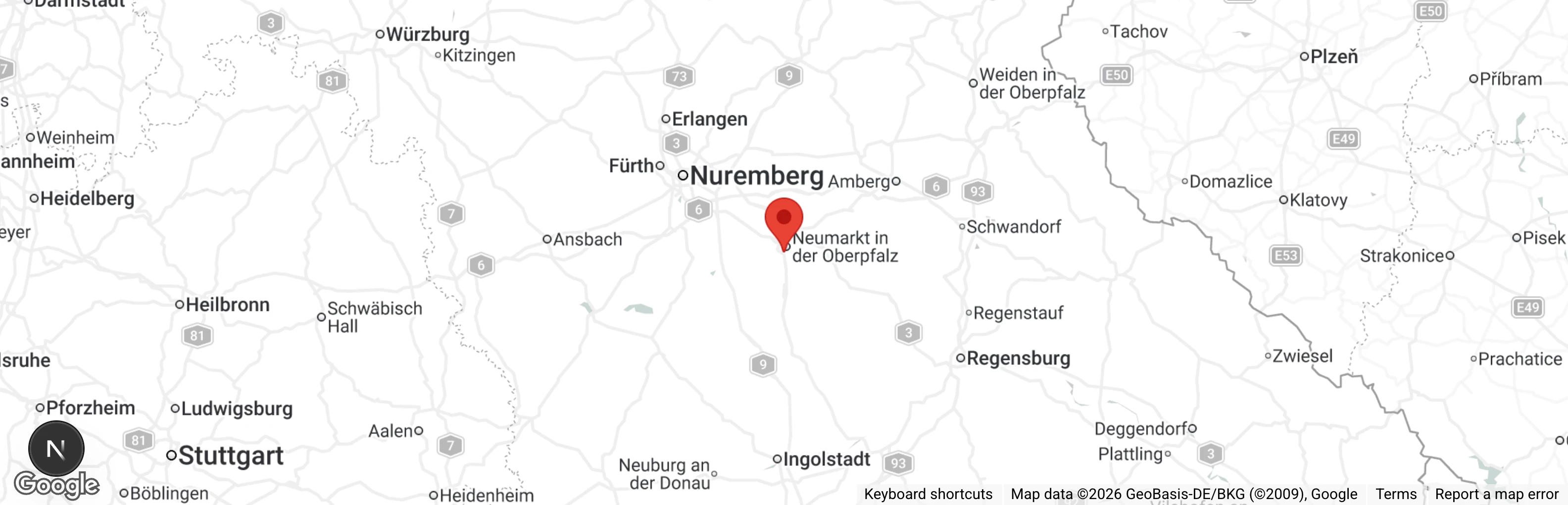 Map showing location of Tierheim Neumarkt