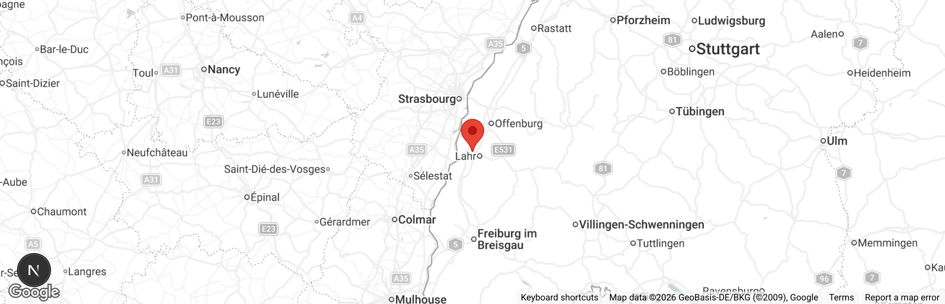 Map showing location of Tierheim Lahr