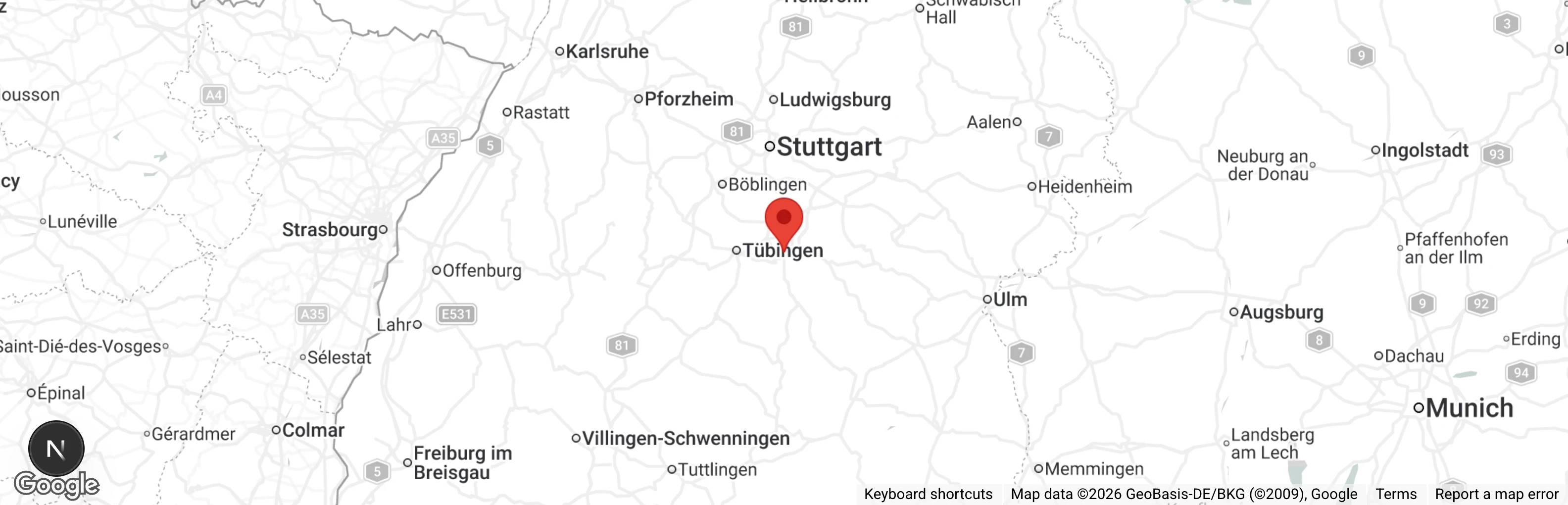 Map showing location of Tierheim Reutlingen