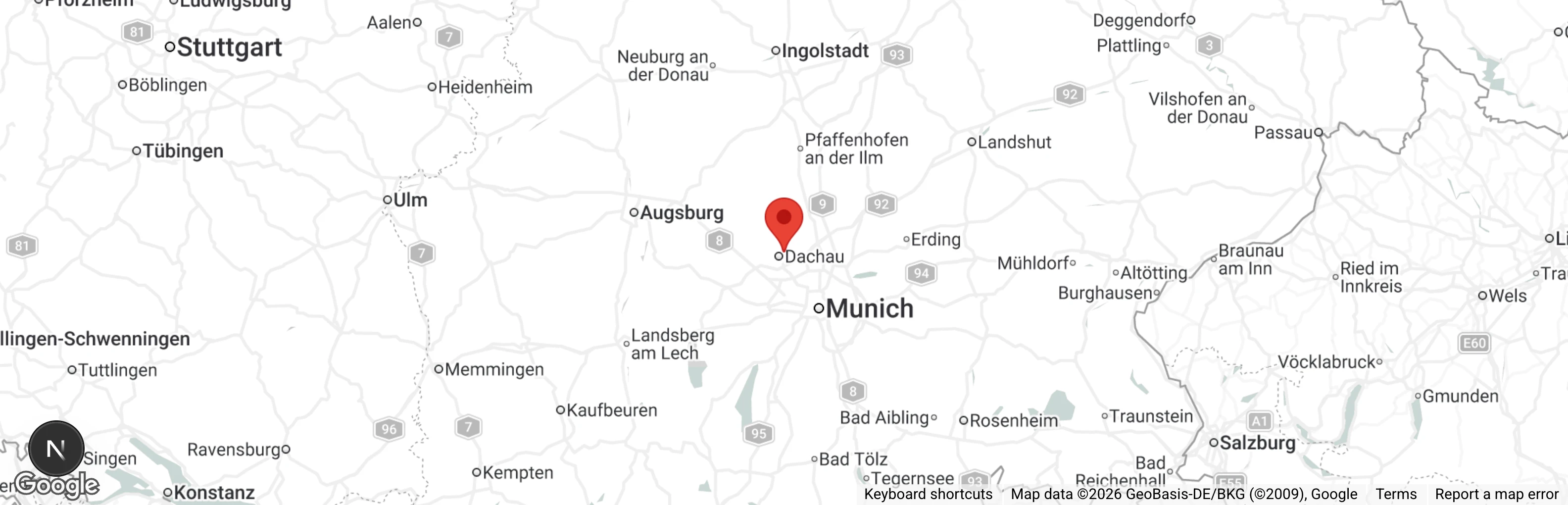 Map showing location of Tierheim Dachau Franz von Assisi