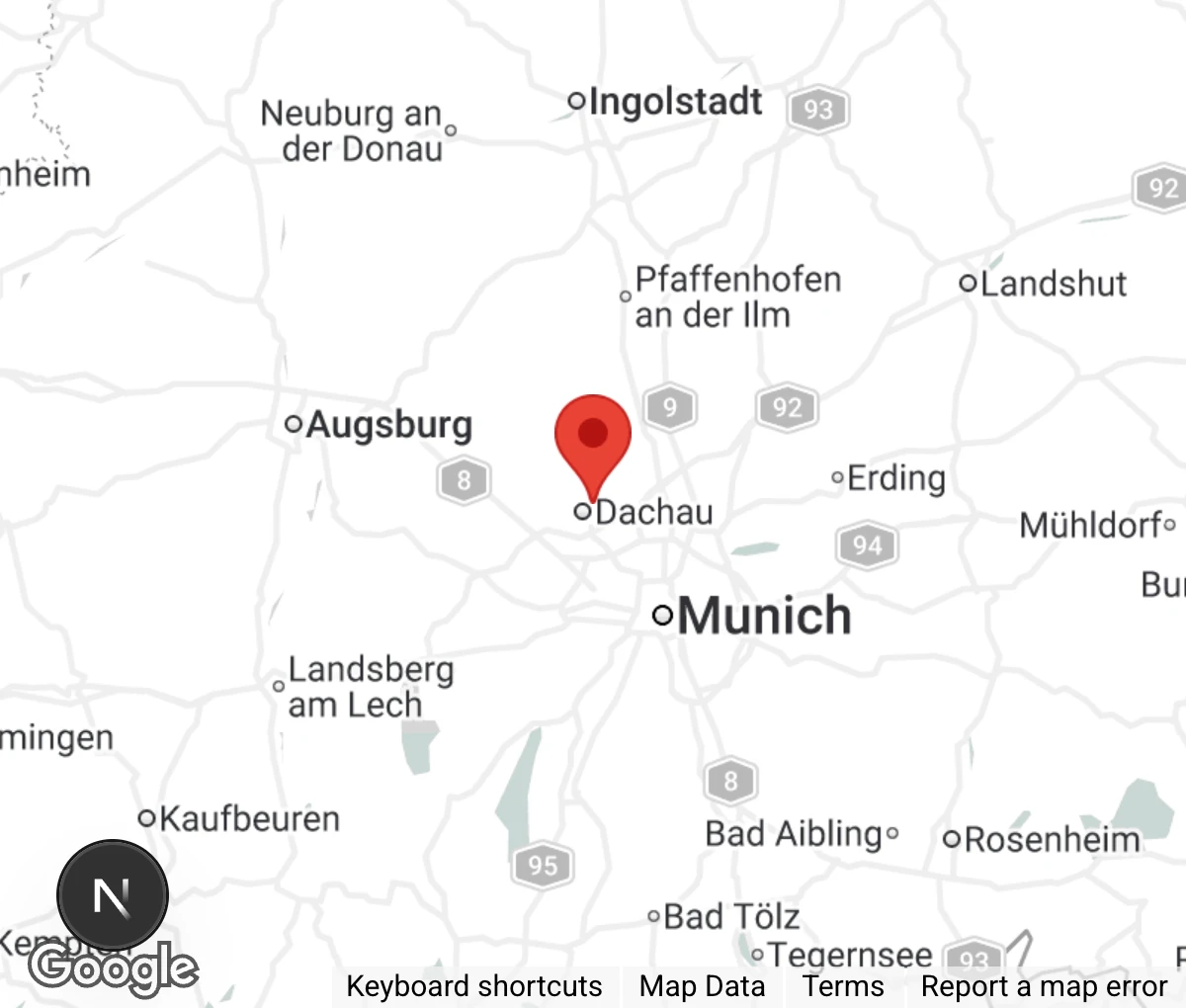 Map showing location of Tierheim Dachau Franz von Assisi