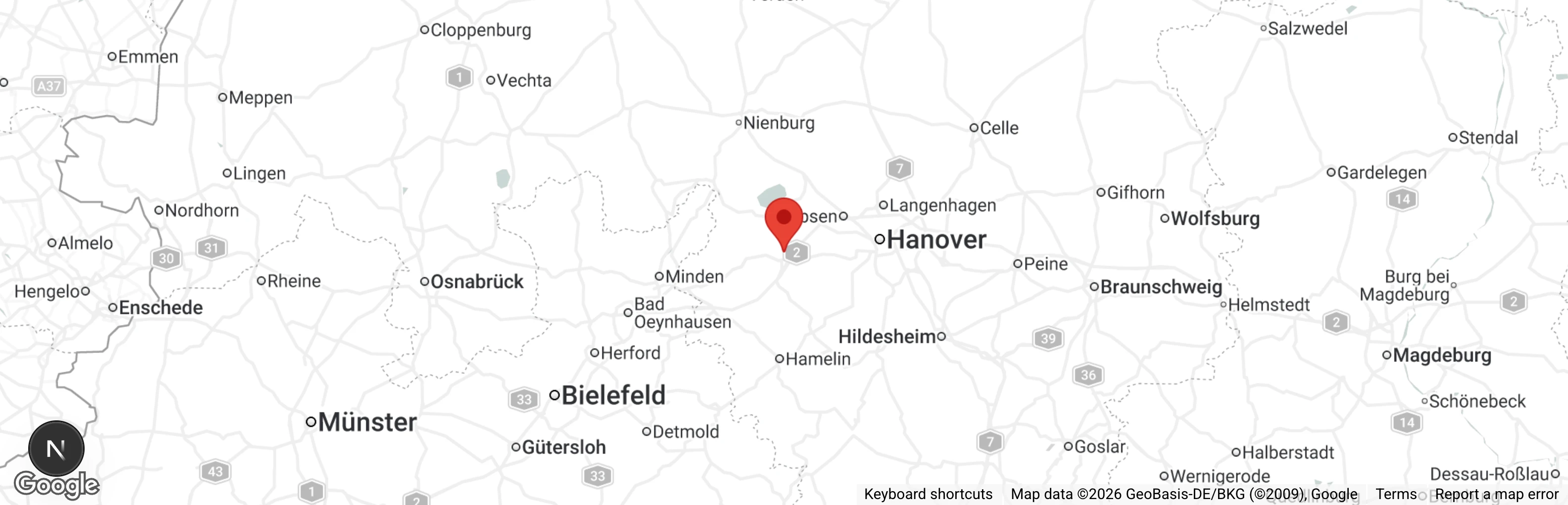 Map showing location of Tierauffangstation Bad Nenndorf TSV Rodenberg/Bad Nenndorf u.U. e.V.