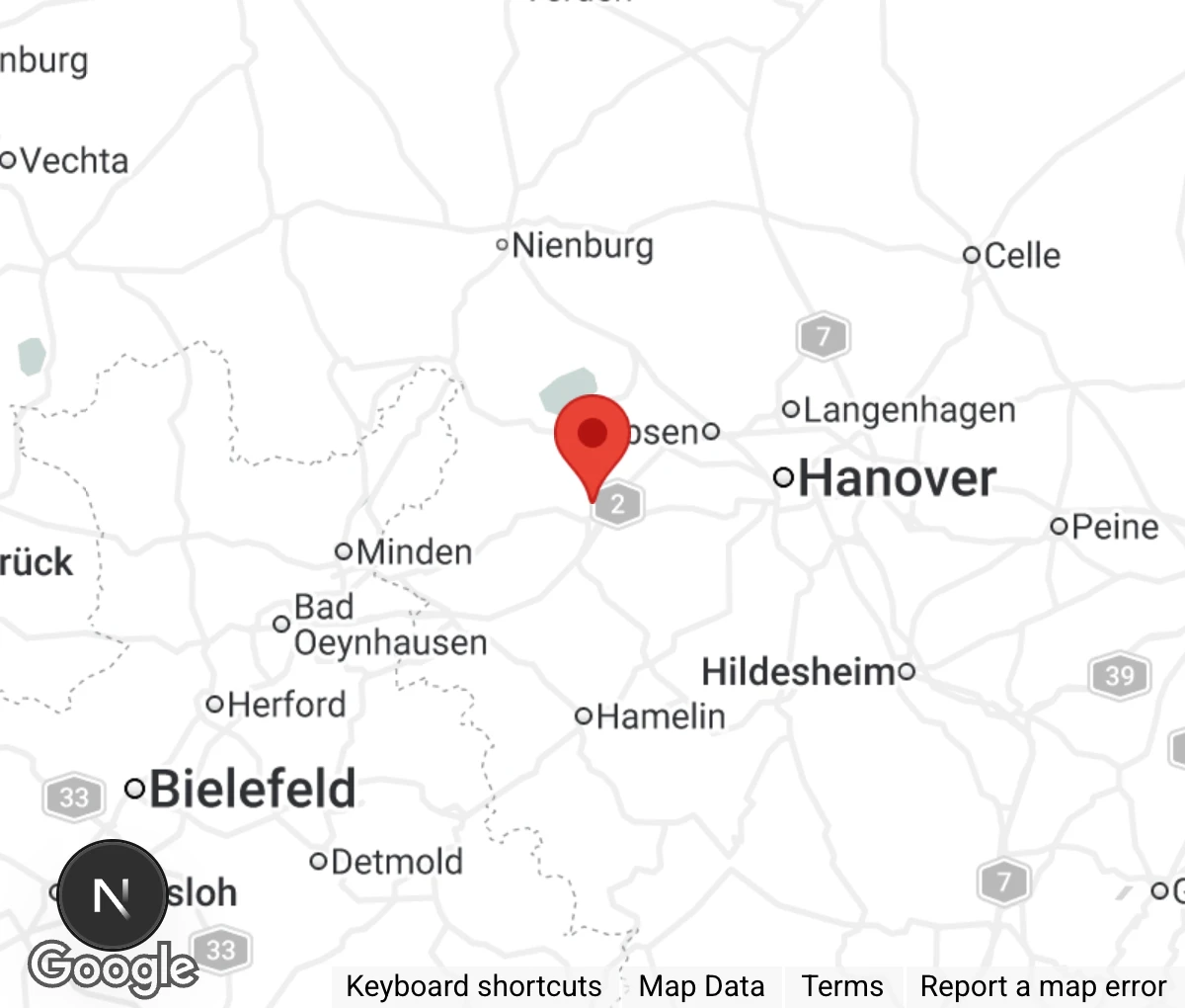 Map showing location of Tierauffangstation Bad Nenndorf TSV Rodenberg/Bad Nenndorf u.U. e.V.