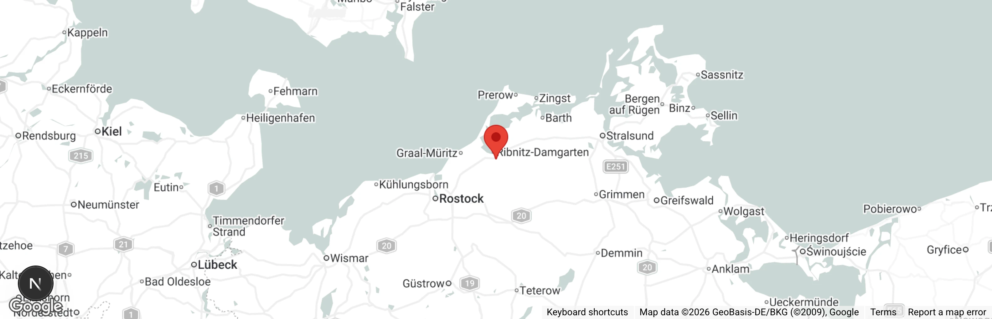 Map showing location of Tierauffangstation TSV Vorpommersche Boddenlandschaft