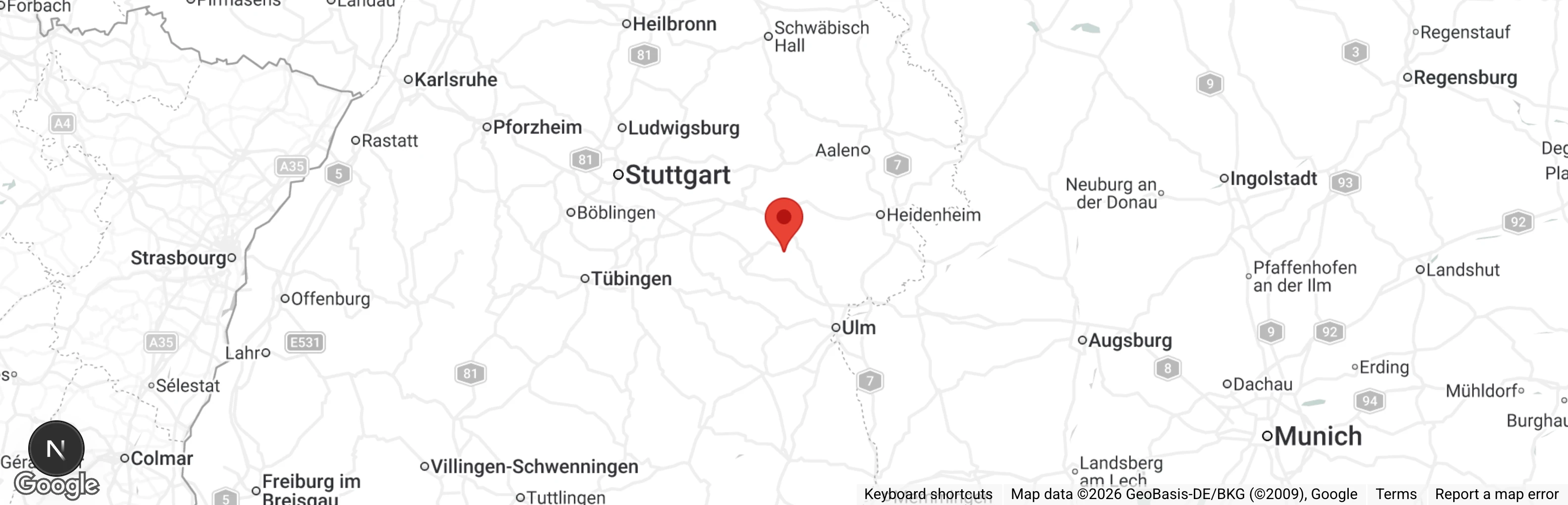 Map showing location of Tierheim Geislingen