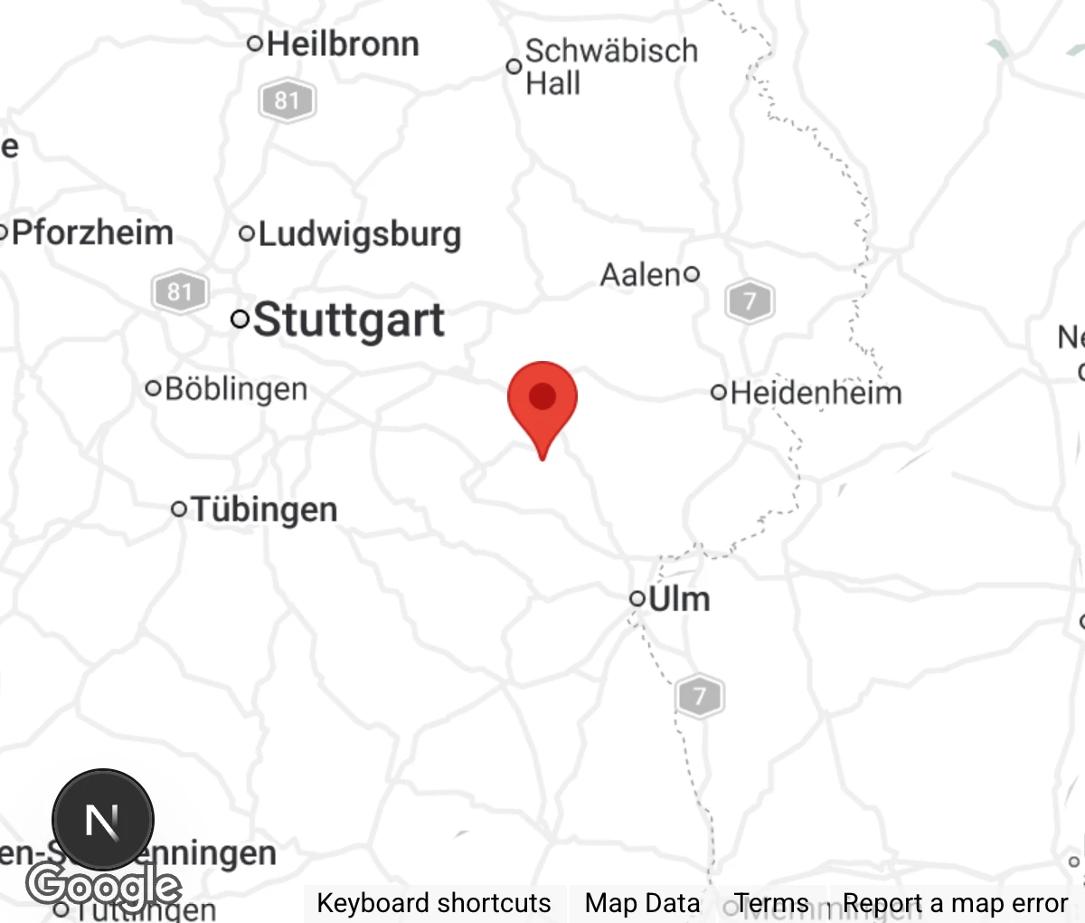 Map showing location of Tierheim Geislingen