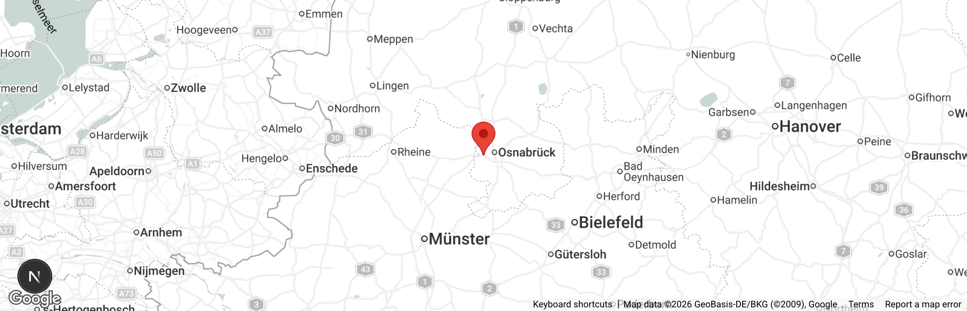 Map showing location of Tierheim Osnabrück-Hellern