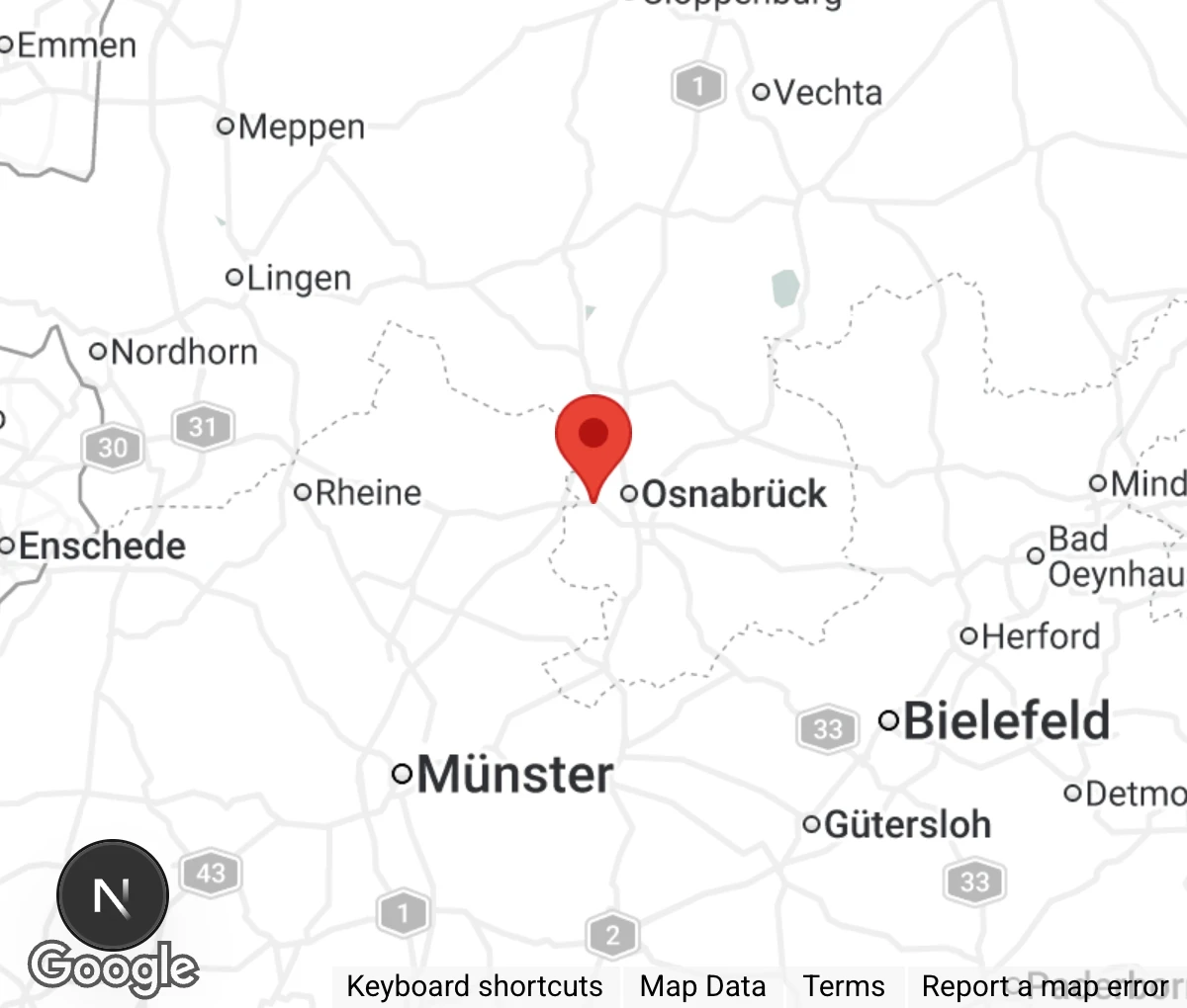 Map showing location of Tierheim Osnabrück-Hellern