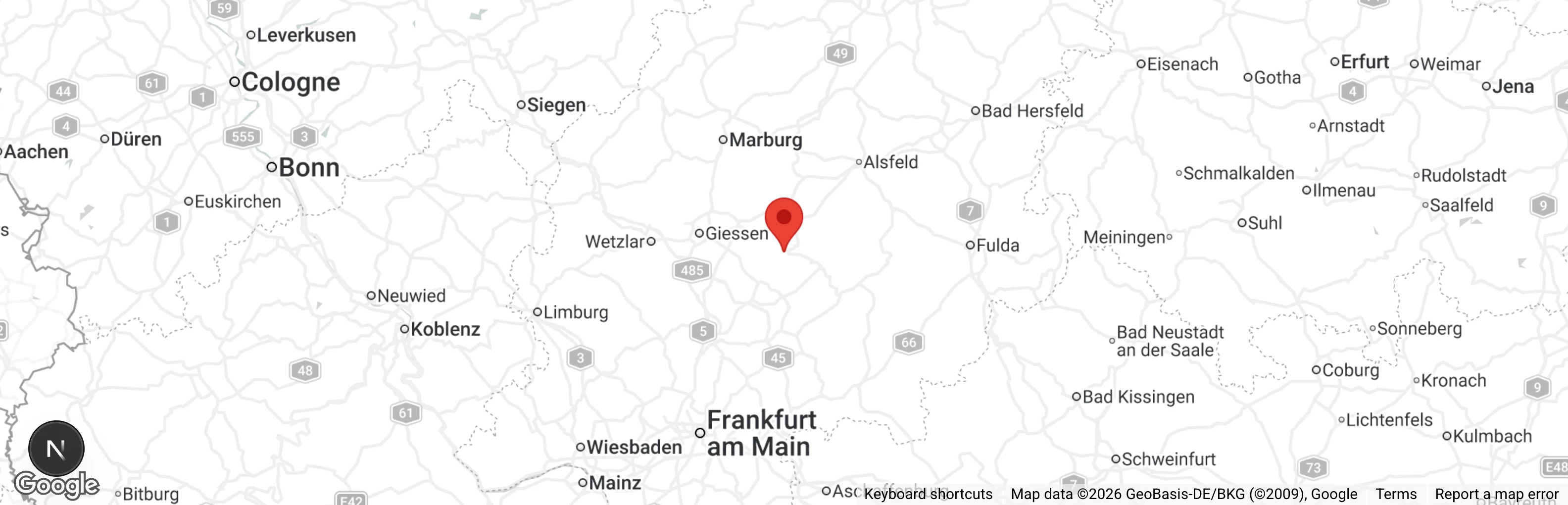 Map showing location of Tierschutzverein Laubach u. U. e.V.