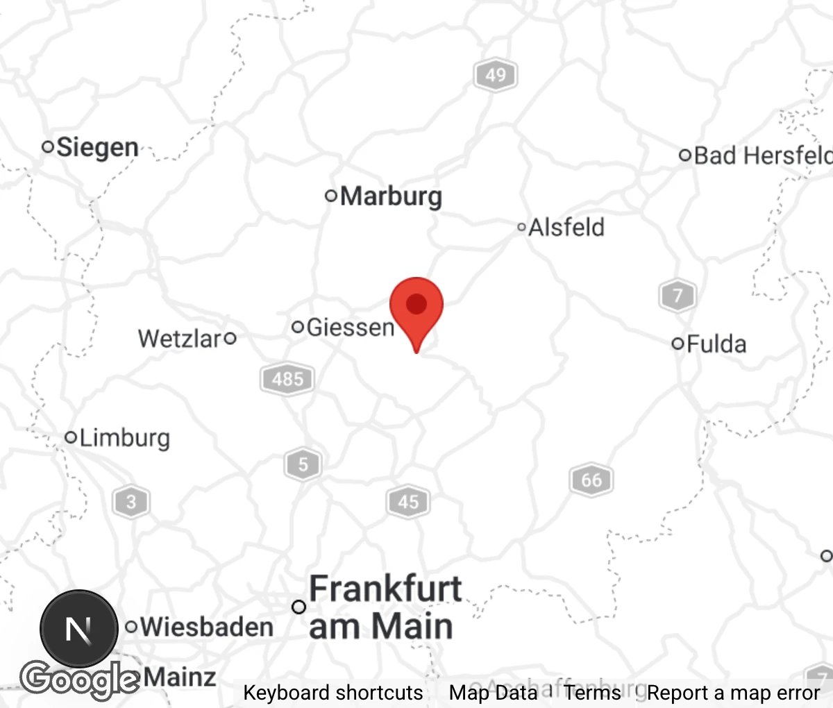Map showing location of Tierschutzverein Laubach u. U. e.V.