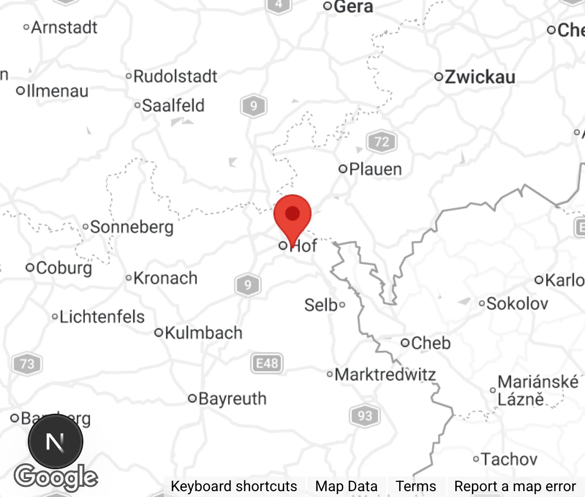 Map showing location of Tierheim Hof Erlalohe