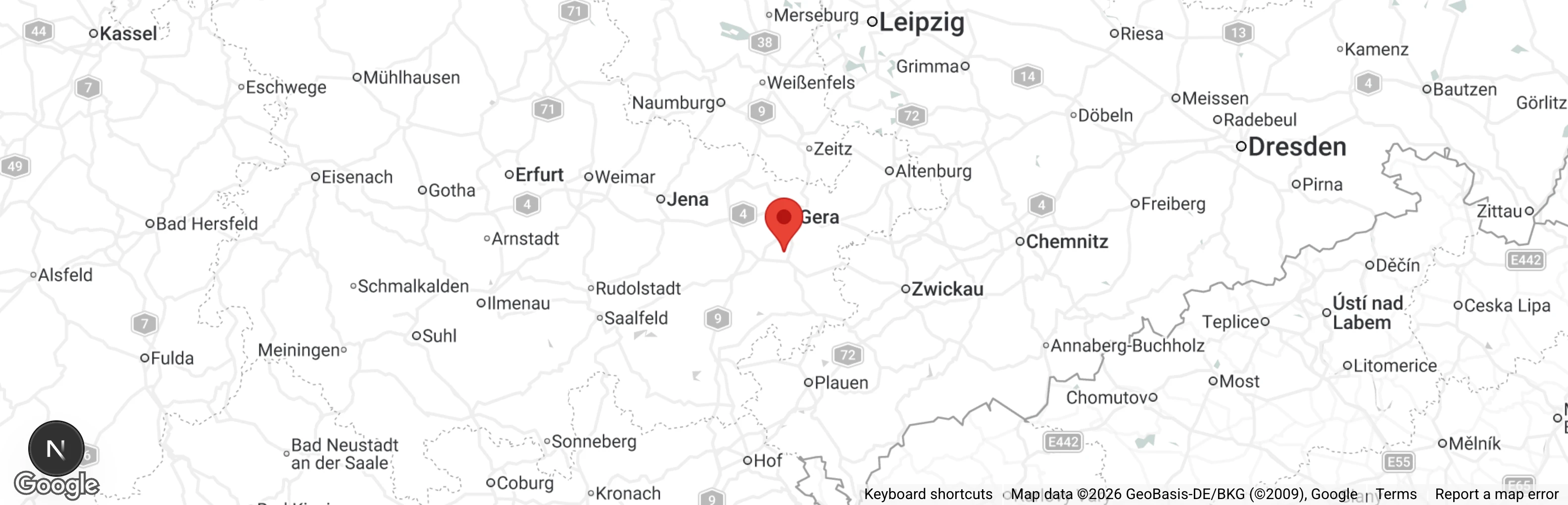 Map showing location of Tierheim Weida/Thüringen