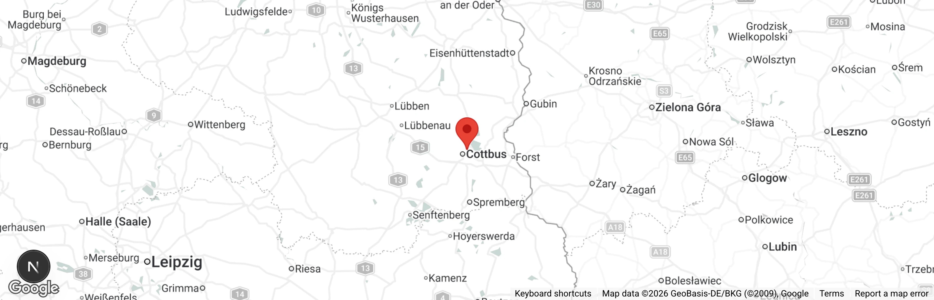 Map showing location of Tierheim Cottbus