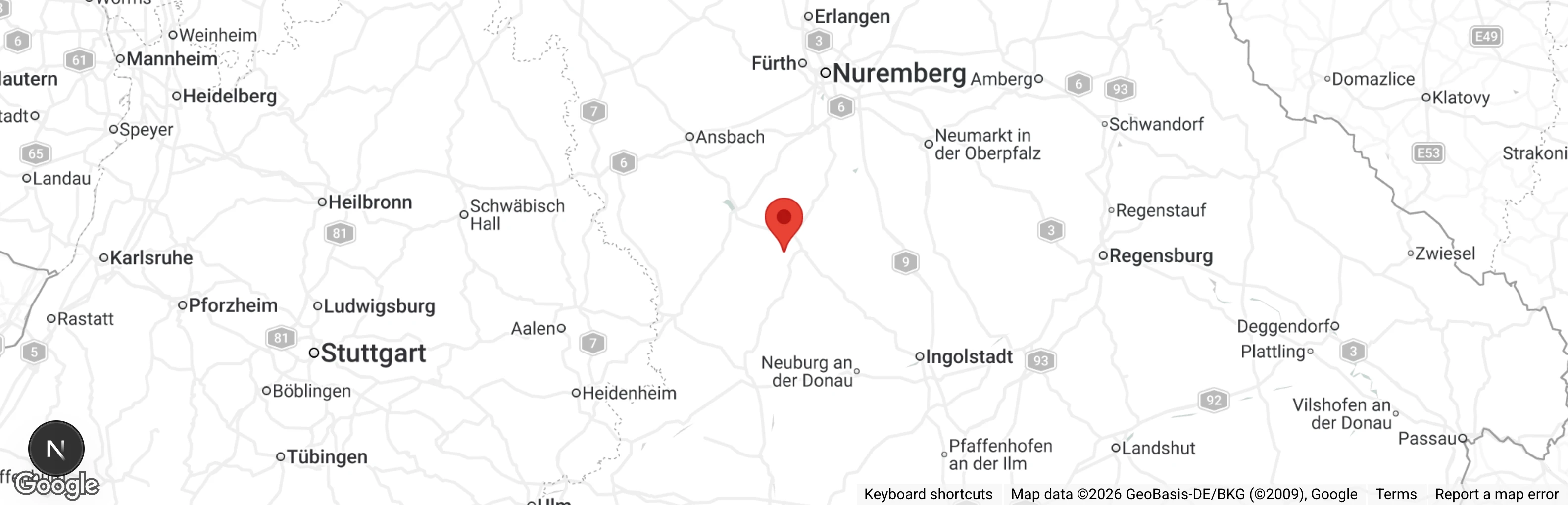 Map showing location of TSV Freunde der Tiere Altmühltal e.V.