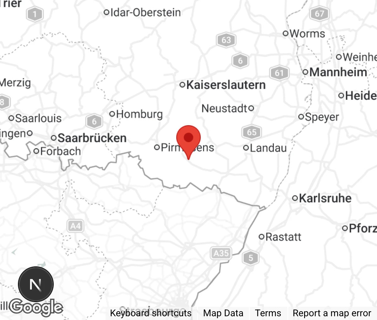 Map showing location of Tierschutzverein Dahn e.V.