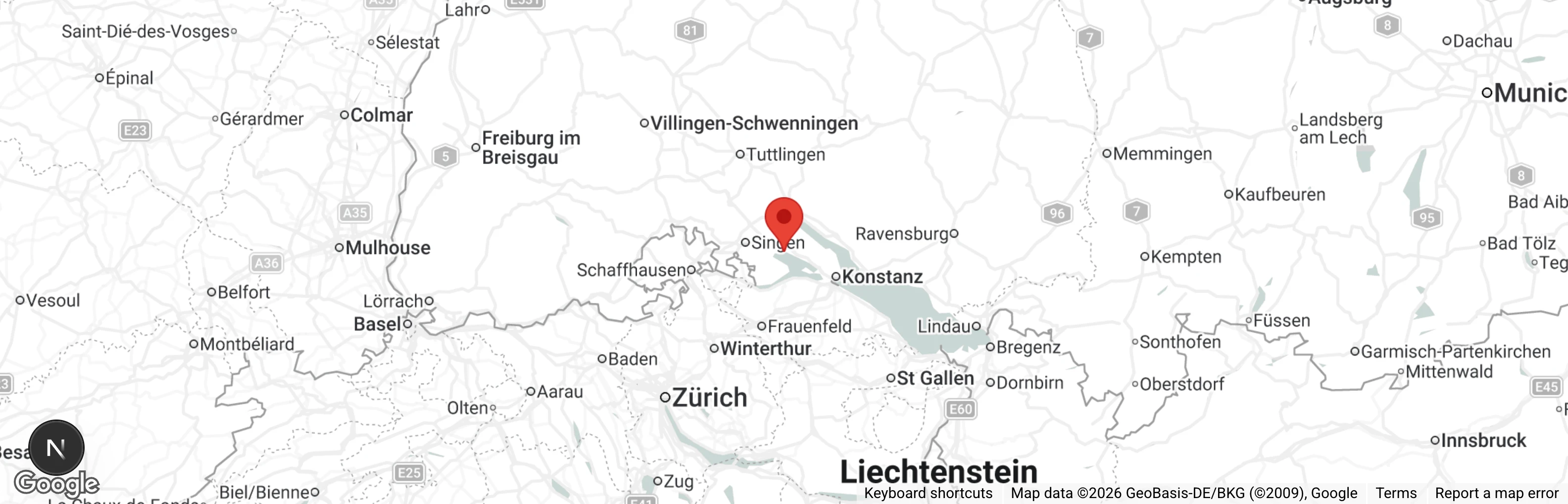 Map showing location of Tierschutzverein Radolfzell u.U. e.V.