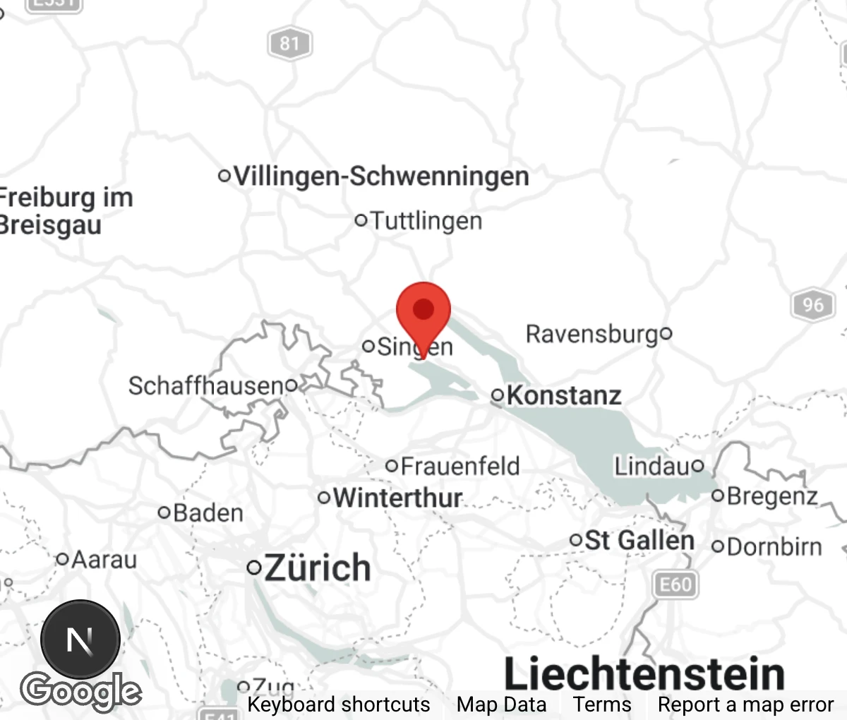 Map showing location of Tierschutzverein Radolfzell u.U. e.V.