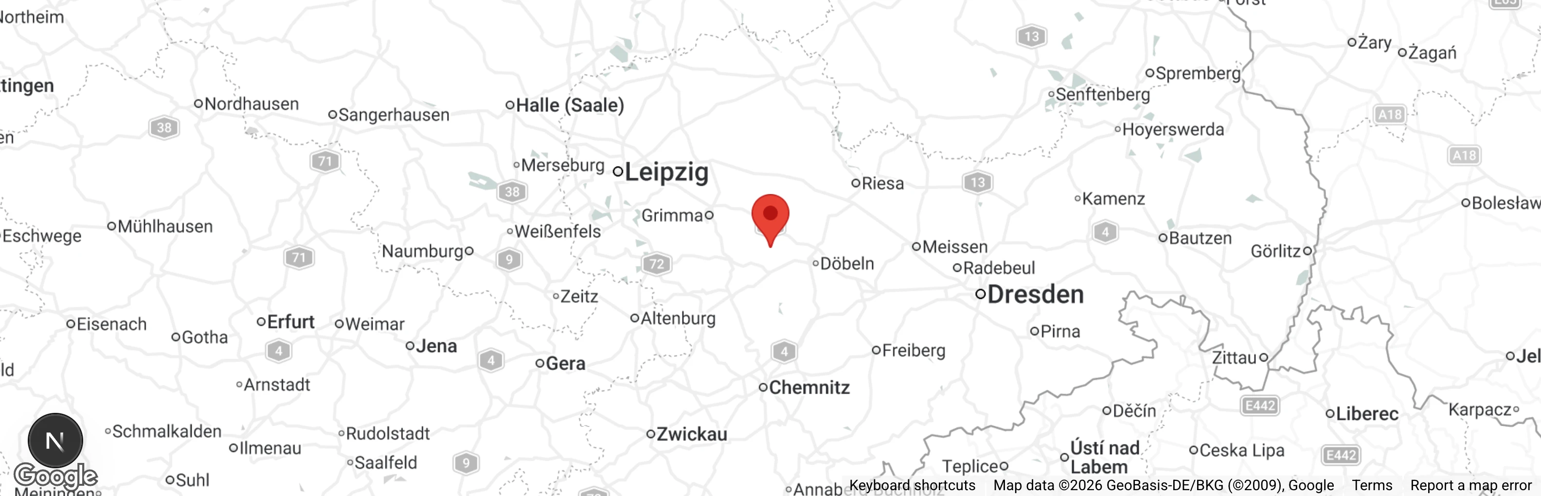 Map showing location of Tierheim 'Tiernothilfe' Leisnig