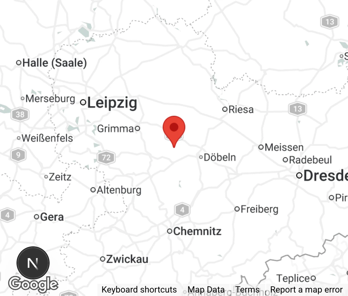 Map showing location of Tierheim 'Tiernothilfe' Leisnig