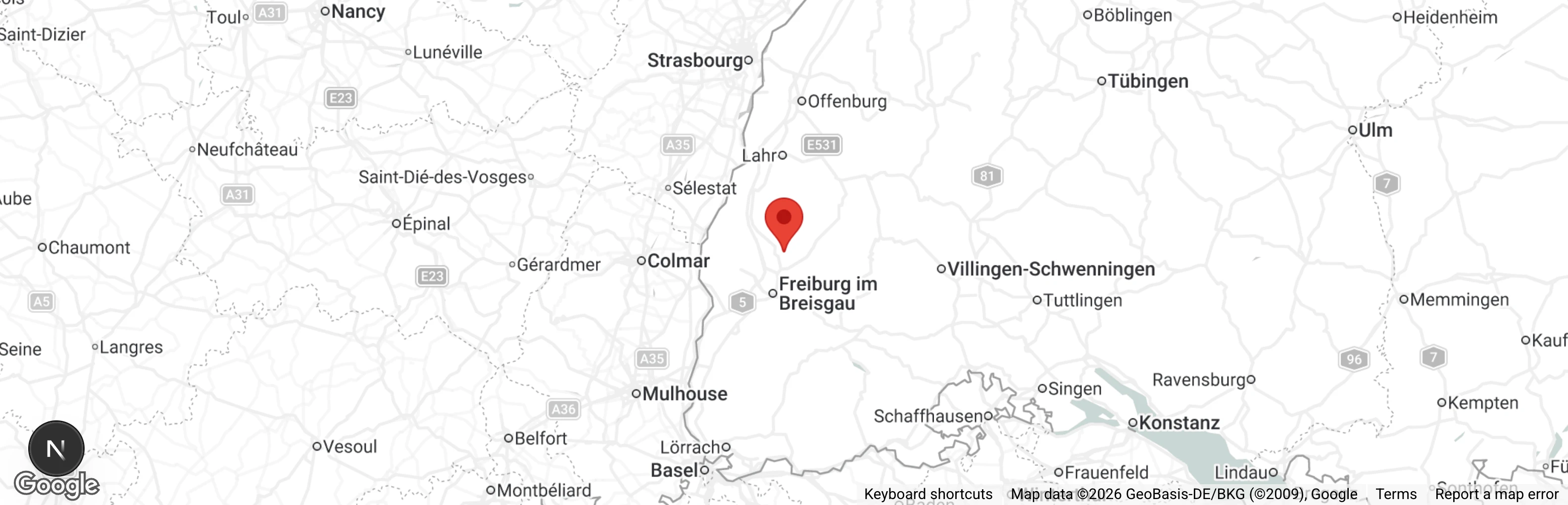 Map showing location of Verein der Straßenkatzen Freiburg u.U. e.V.