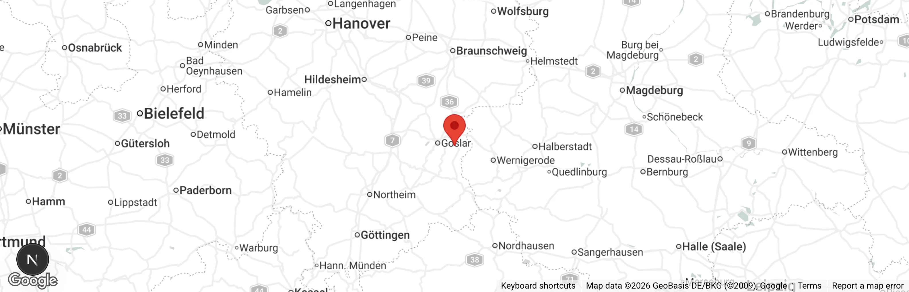 Map showing location of Verein Leben für Tiere Bad Harzburg u.U. e.V.