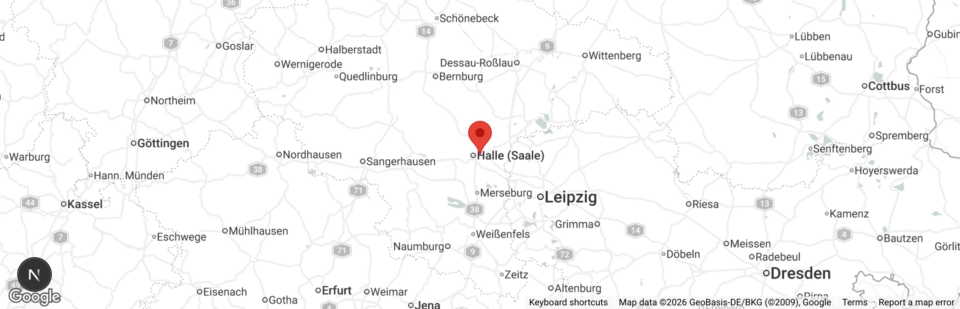 Map showing location of Tierschutz Halle e.V.