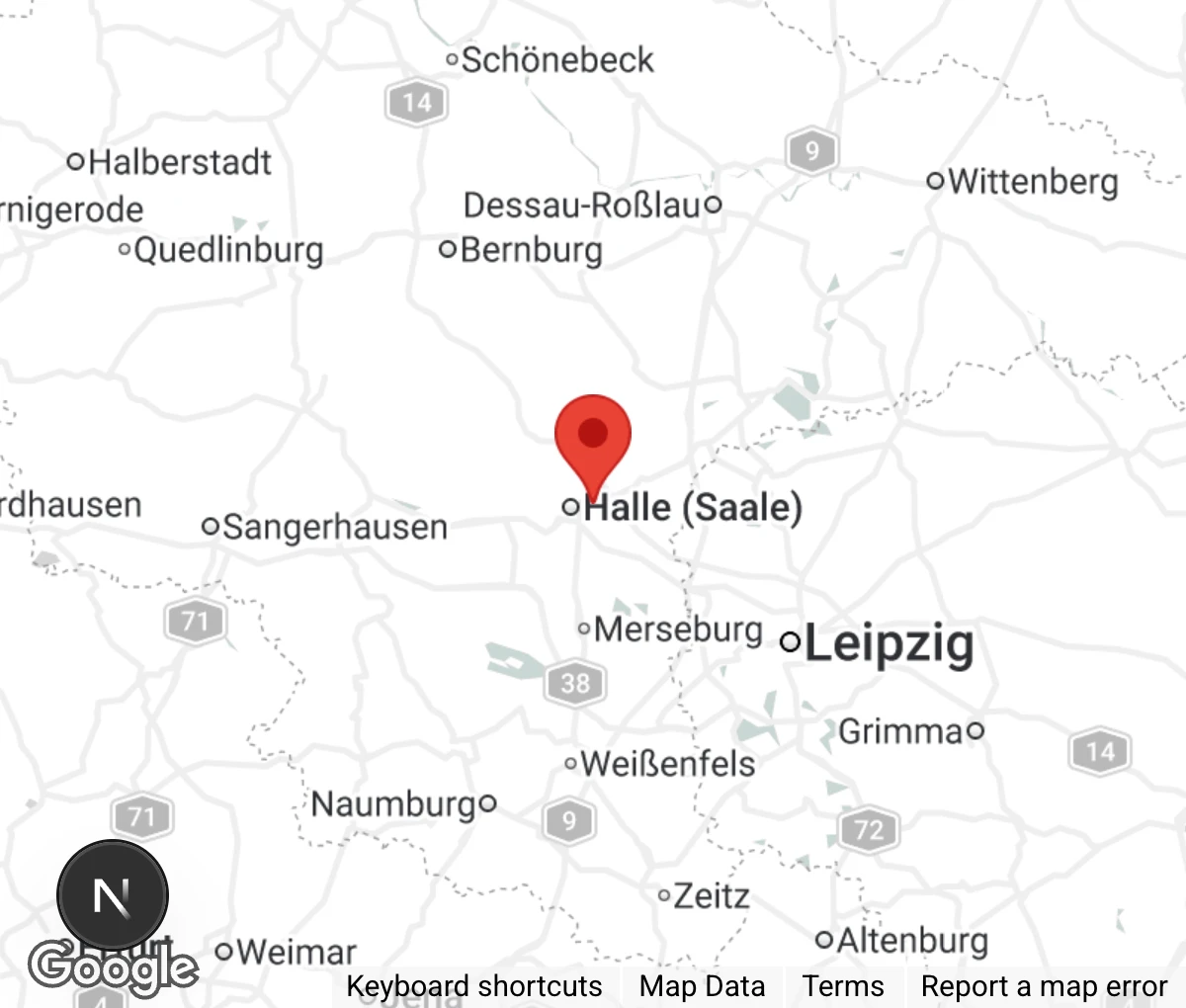 Map showing location of Tierschutz Halle e.V.