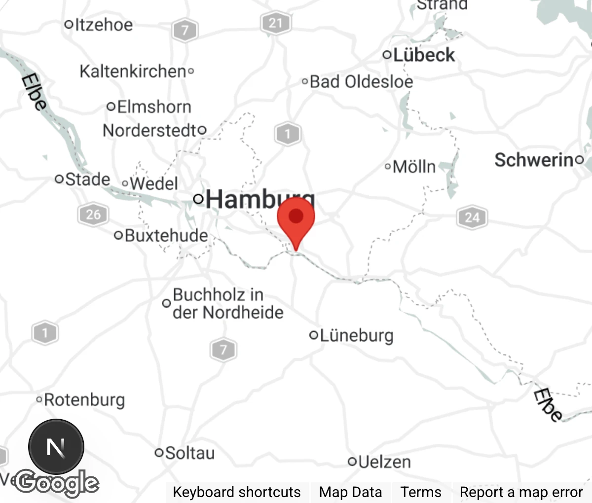 Map showing location of Tierheim Geesthacht