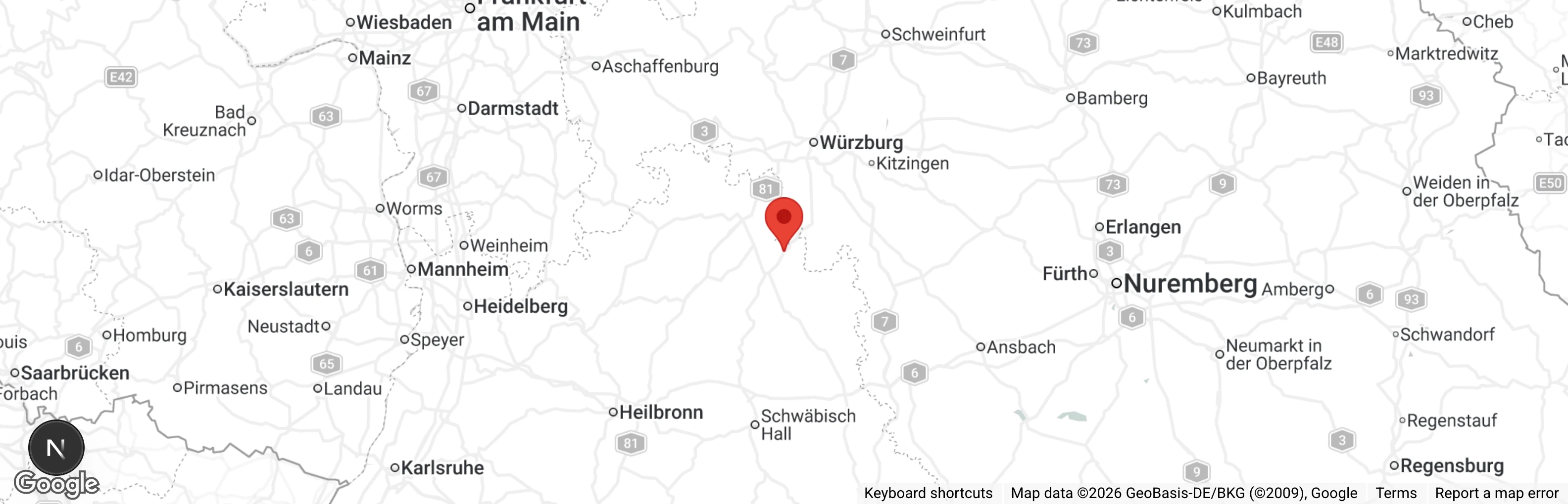 Map showing location of Tierheim Bad Mergentheim