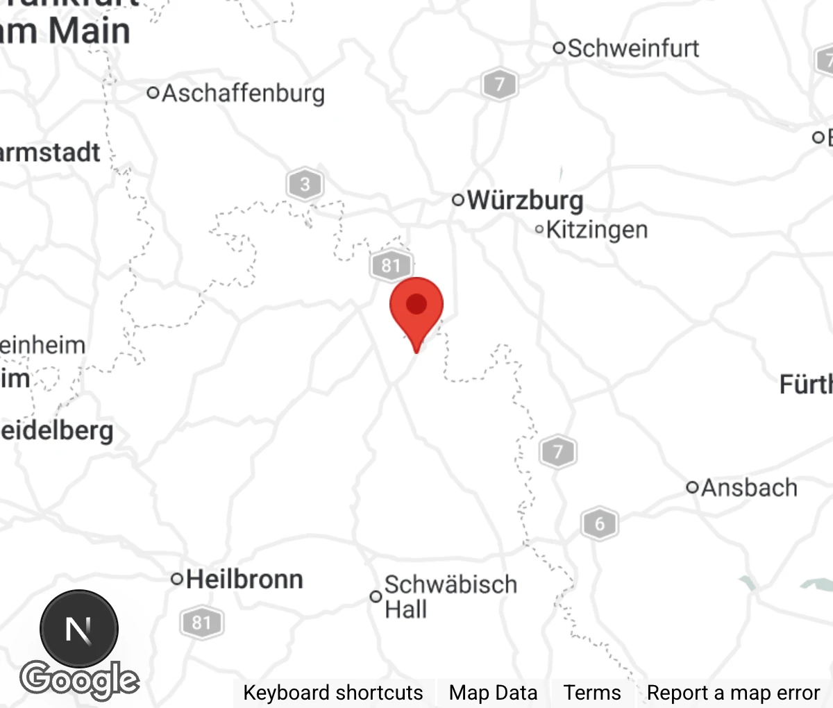 Map showing location of Tierheim Bad Mergentheim