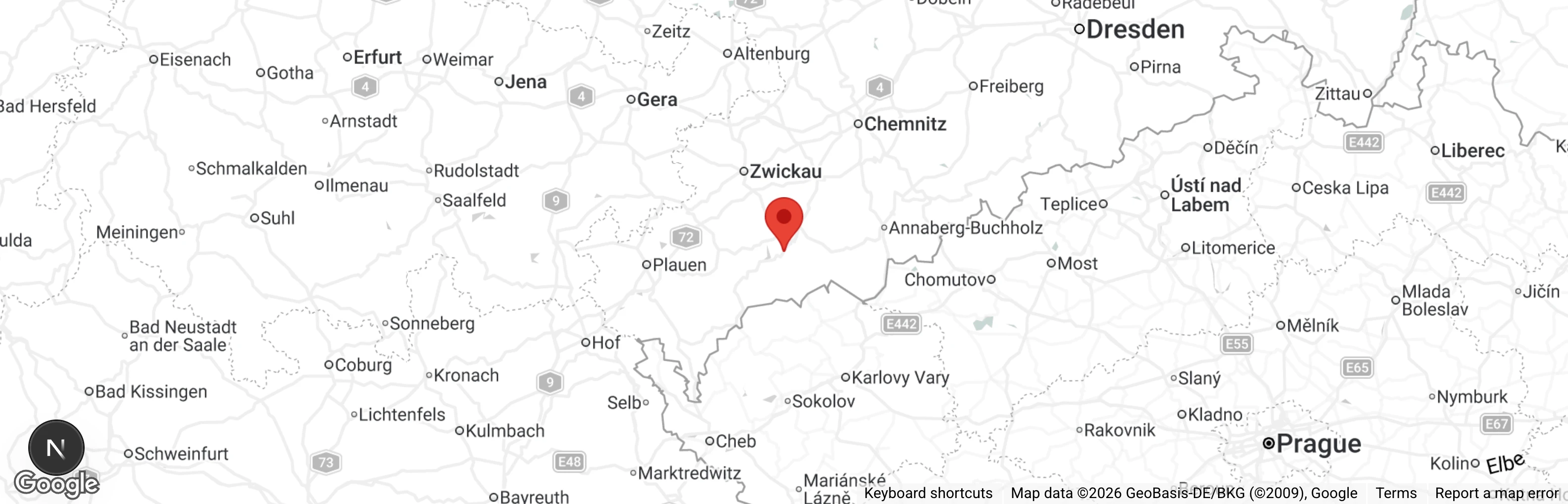 Map showing location of Tierschutzverein Aue-Schwarzenberg und Umgebung e.V.