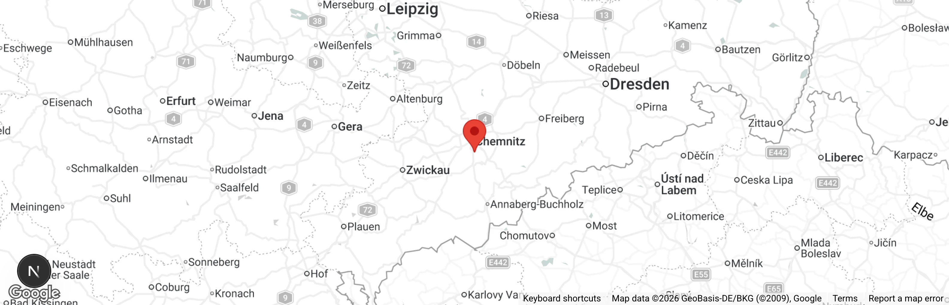 Map showing location of Tierheim Chemnitz
