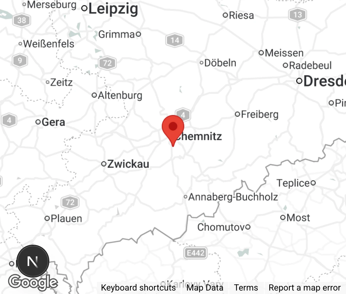 Map showing location of Tierheim Chemnitz