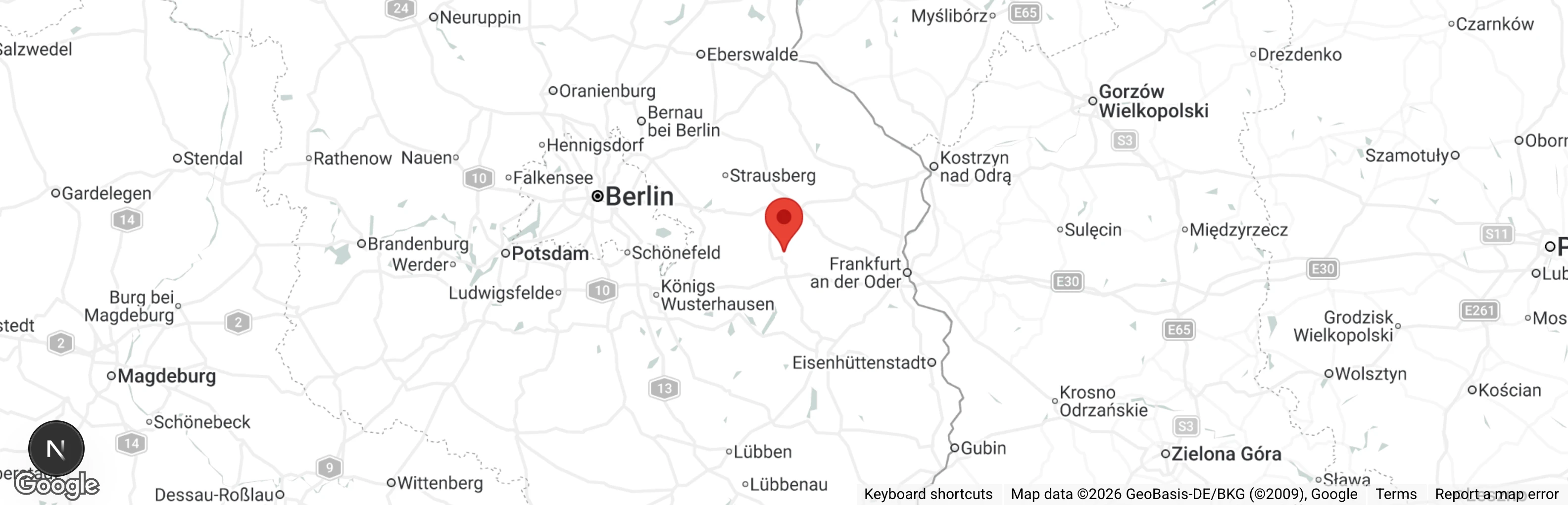 Map showing location of Tierheim Fürstenwalde