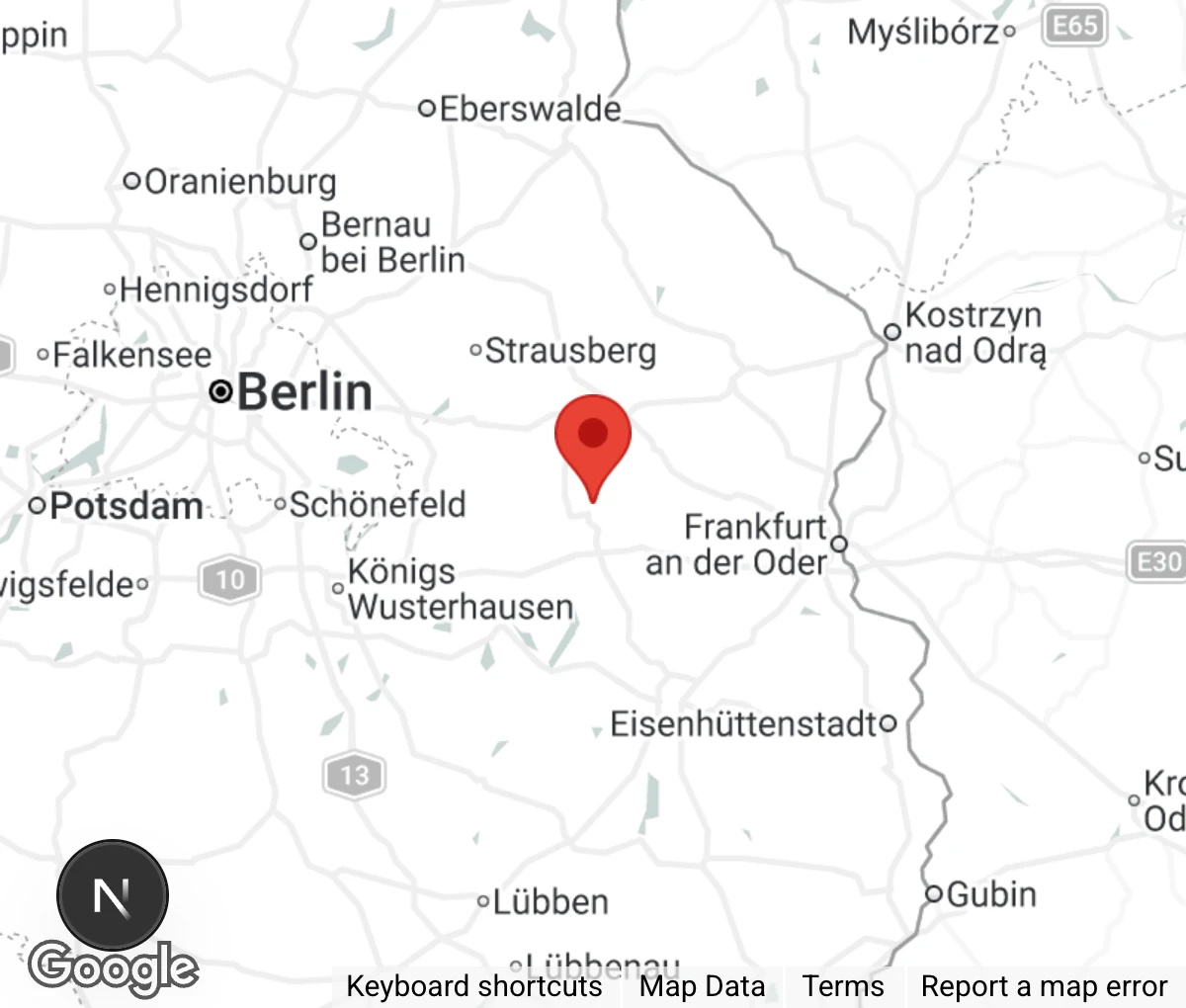 Map showing location of Tierheim Fürstenwalde