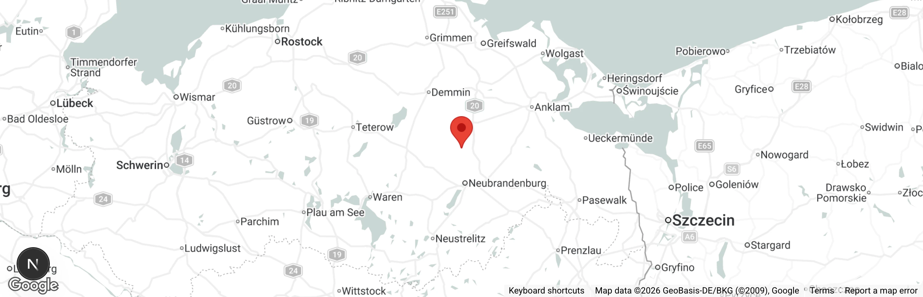 Map showing location of Tierasyl Altentreptow