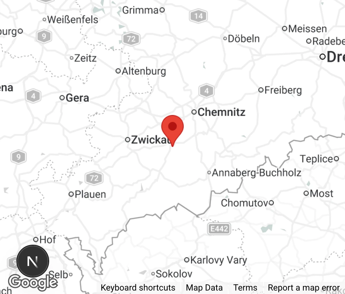 Map showing location of Tierheim 'Waldfrieden' Stollberg