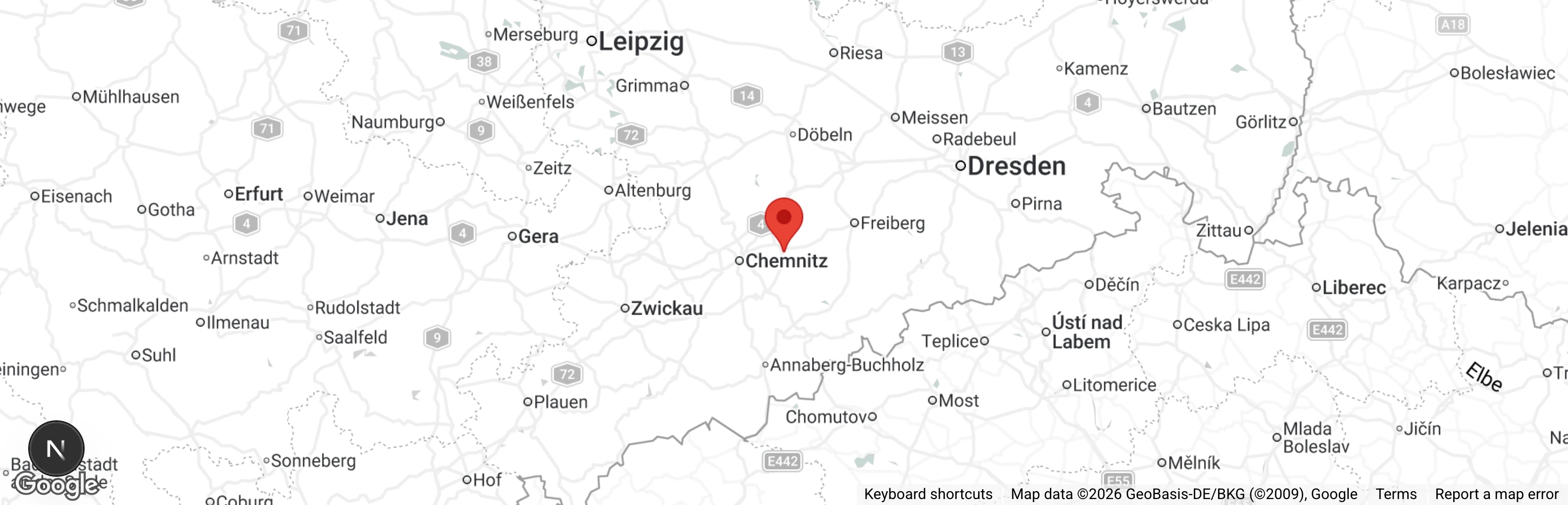 Map showing location of Tierschutzverein Flöha u. U. e.V.