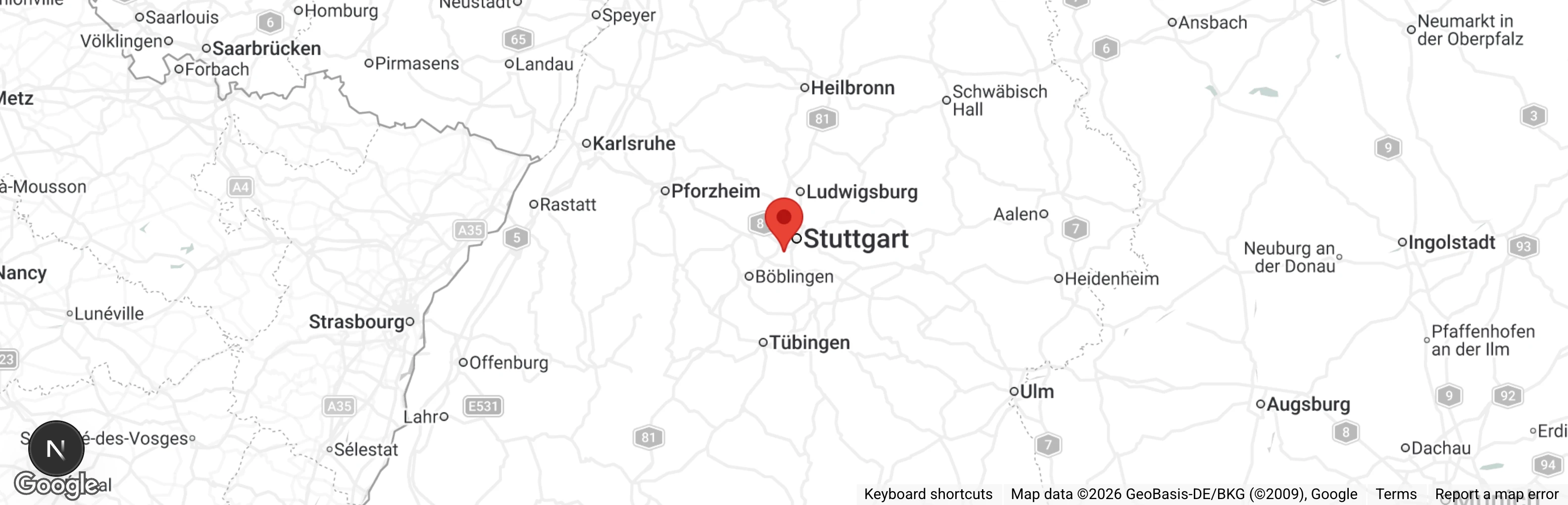 Map showing location of Katzenhilfe Stuttgart e.V.