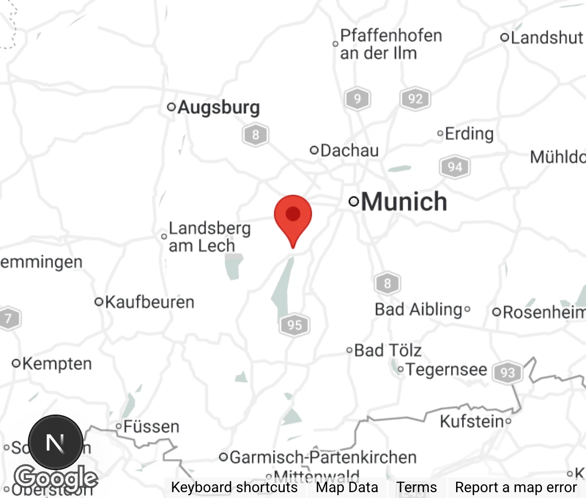 Map showing location of Tierschutzverein Starnberg