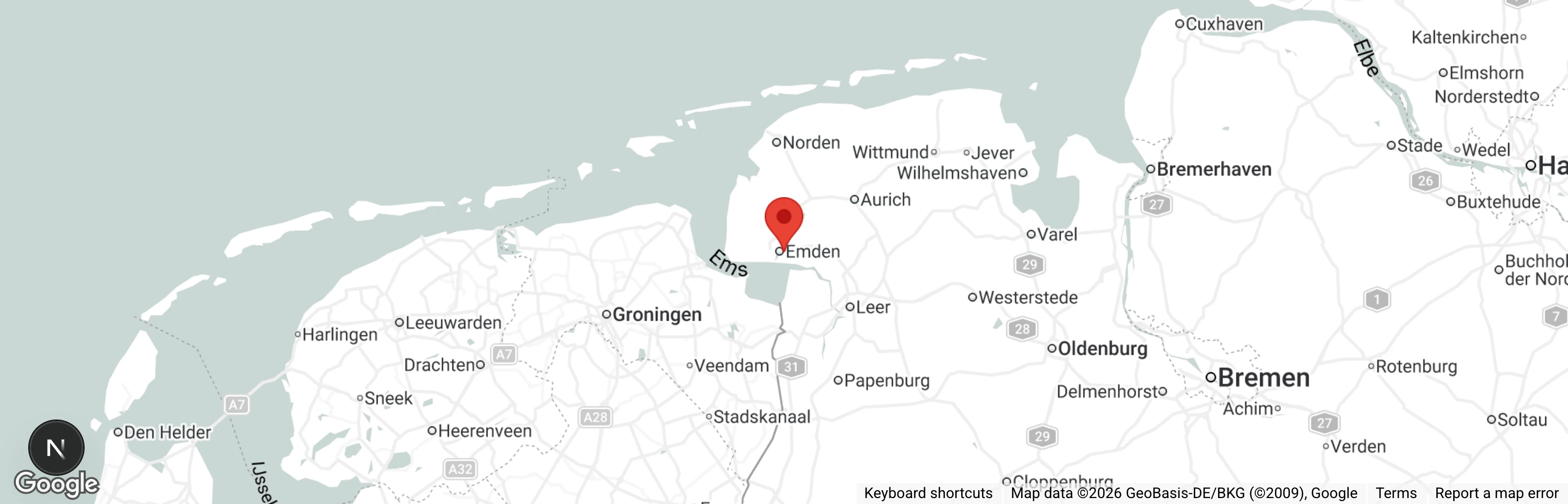 Map showing location of Tierheim Emden