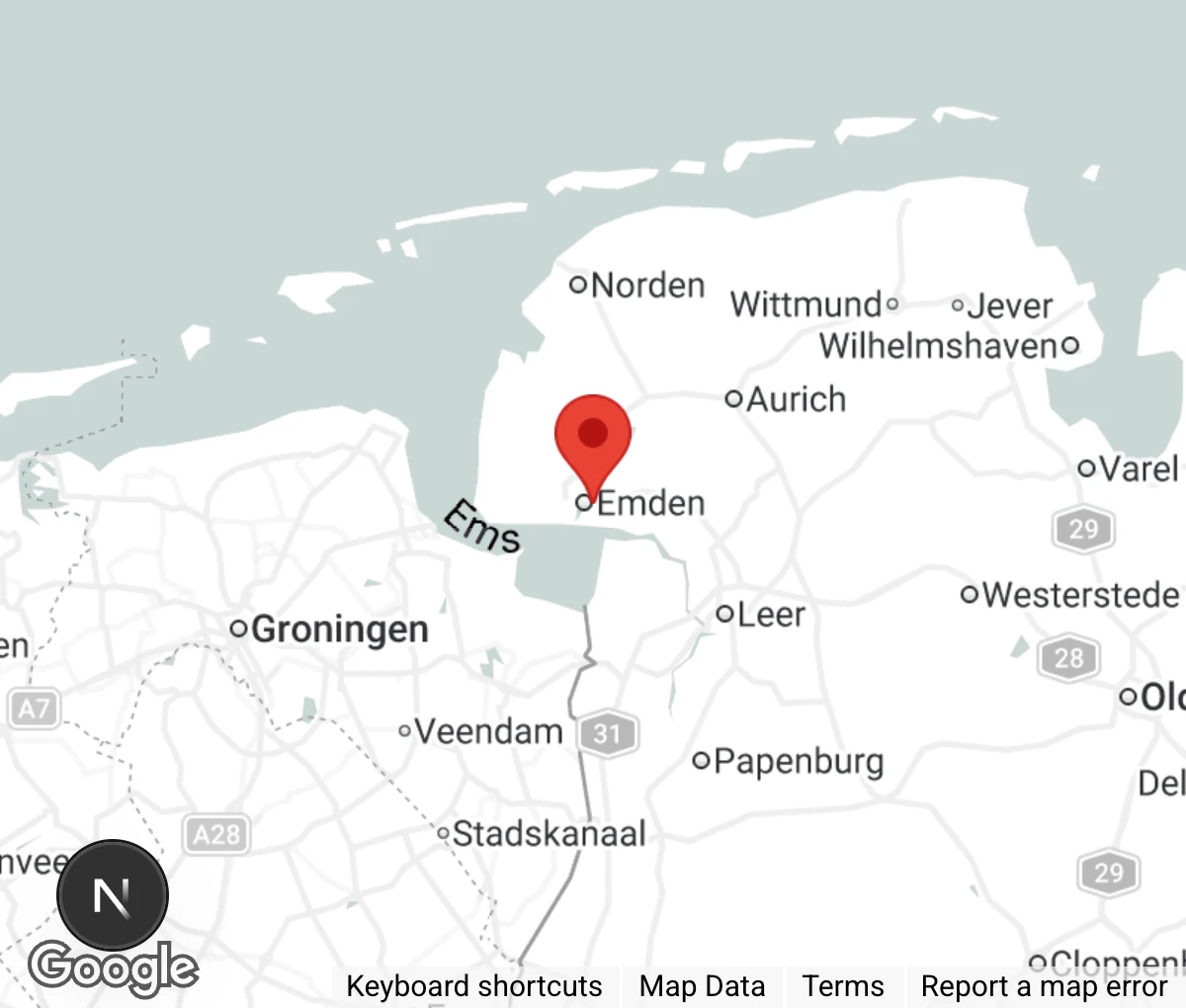 Map showing location of Tierheim Emden