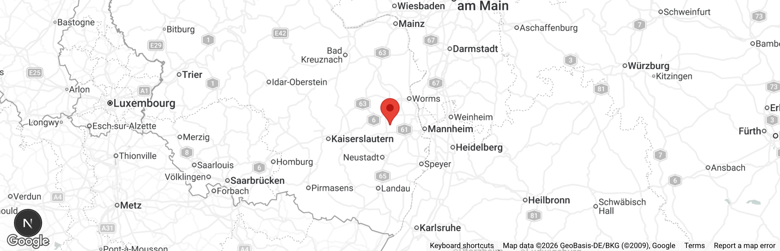 Map showing location of Tierhilfe Bad Dürkheim-VG Freinsheim e.V.