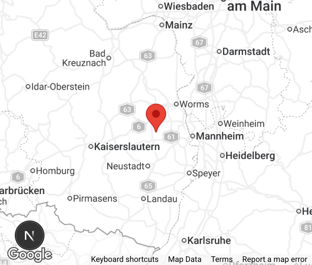 Map showing location of Tierhilfe Bad Dürkheim-VG Freinsheim e.V.