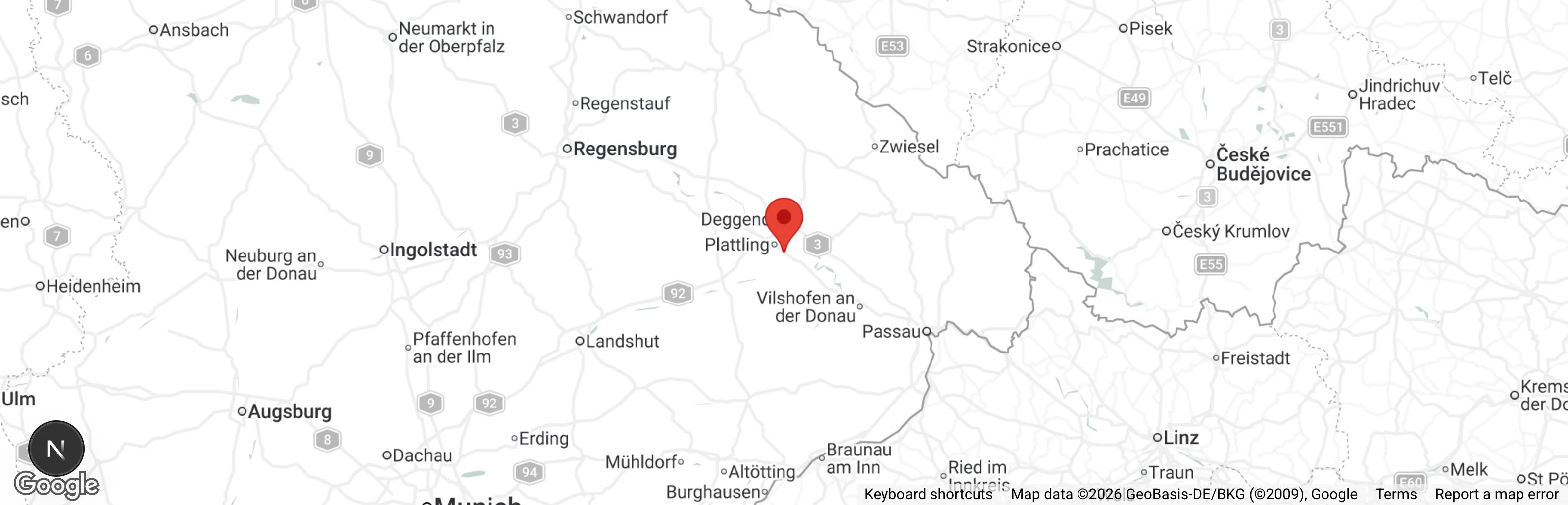 Map showing location of Tierheim Plattling