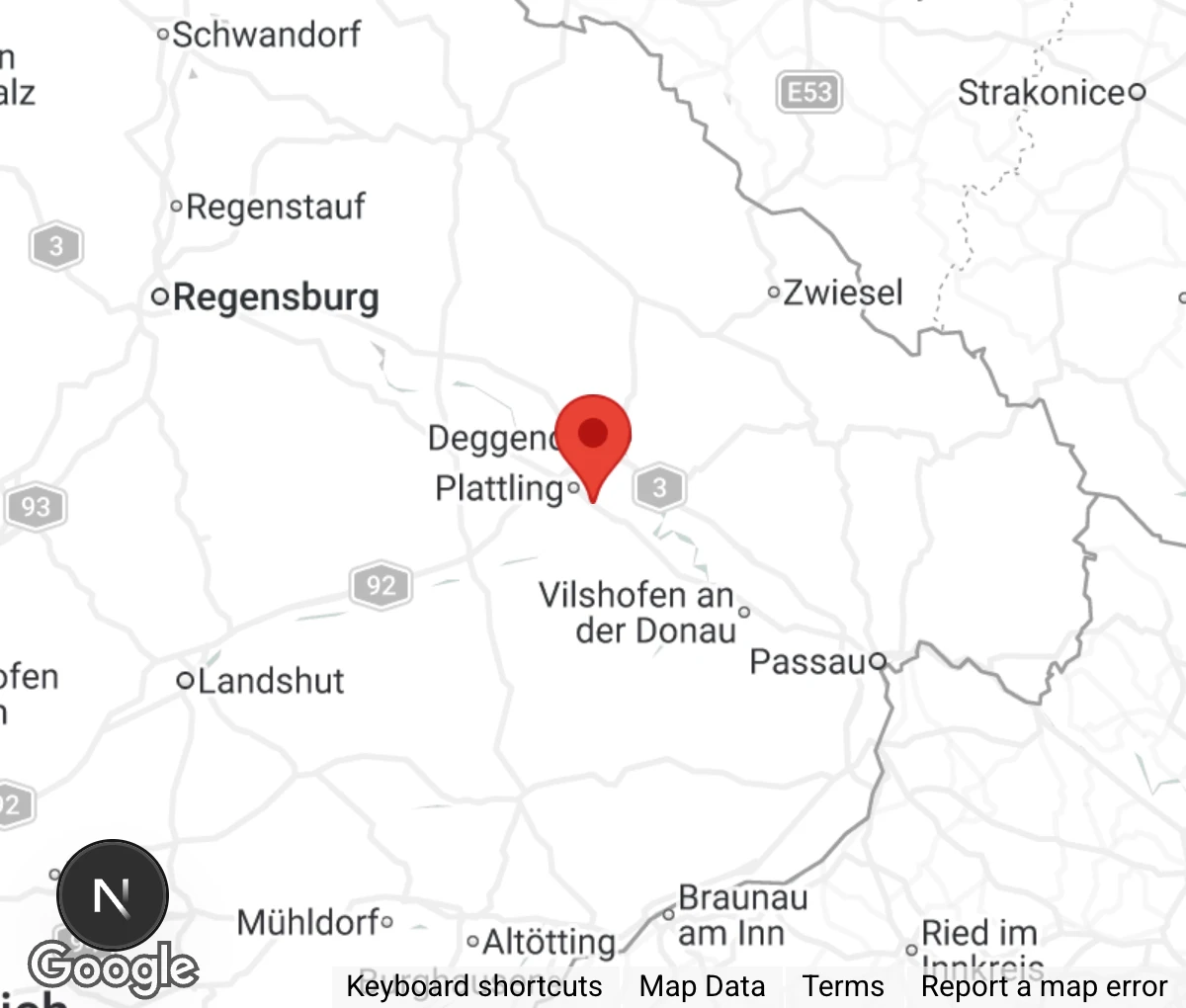 Map showing location of Tierheim Plattling
